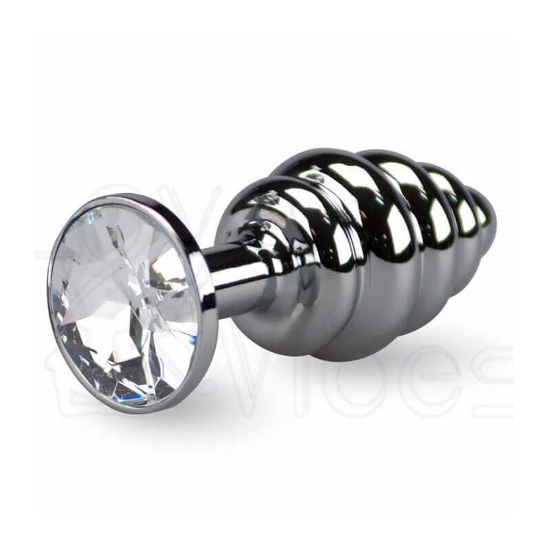 Plug anal argento small rigato 7,5 cm